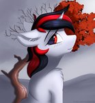 autumn black_hair fanfiction female feral fur hair horn multicolored_hair quadruped red_eyes red_hair solo two_tone_hair white_body white_fur miseriaart fallout fallout_equestria foe:_project_horizons friendship_is_magic hasbro microsoft my_little_pony mythology blackjack_(fallout_equestria) fan_character equid equine horse mammal mythological_creature mythological_equine pony unicorn absurd_res crossover hi_res