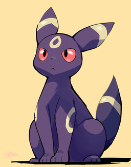 ambiguous_gender black_nose ear_markings feral looking_up markings multicolored_body paws quadruped red_eyes shadow simple_background sitting solo tail tail_markings two_tone_body yellow_background yellow_markings komanyachi nintendo pokemon eeveelution generation_2_pokemon pokemon_(species) umbreon 2025 absurd_res cel_shading colored digital_drawing_(artwork) digital_media_(artwork) hi_res shaded