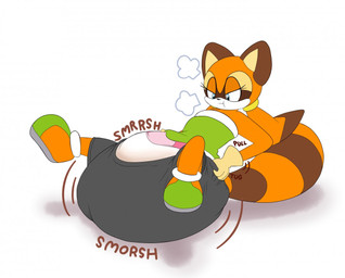 anthro bottomwear bottomwear_pull clothed clothing clothing_pull diaper feces female pants pants_pull soiled soiled_diaper soiling solo unclean_diaper used_diaper sir-dancalot sega sonic_the_hedgehog_(series) marine_the_raccoon mammal procyonid raccoon