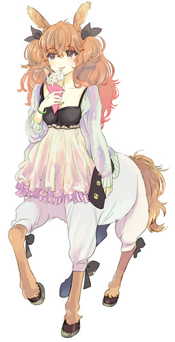 brown_body brown_fur brown_hair brown_tail clothed clothed_female clothed_taur clothing eating_ice_cream female female_taur food fur hair holding_food holding_ice_cream_cone holding_object hooves ice_cream_cone light_body light_skin quadruped simple_background solo tail taur_clothing white_background trico_(artist) a_centaur's_life european_mythology greek_mythology mythology himeno_kimihara centaur equid equid_taur humanoid_taur mammal mammal_taur taur 2013 full-length_portrait portrait