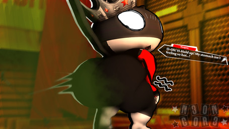 alternate_universe anthro arm_warmers armwear artist_watermark black_body black_fur black_outline clothing crown fart fart_fetish feet fur gas halftone_background headgear male nervous_look outline pattern_background performance rumbling_stomach shocked simple_background solo speaker stage_curtains tail text text_box white_feet white_text n30nc0r3 atlus megami_tensei persona_(series) persona_5 sega morgana_(persona) 16:9 3d_(artwork) digital_media_(artwork) halftone source_filmmaker_(artwork) widescreen