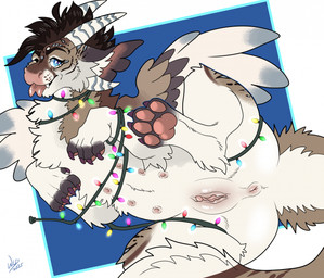 anus belly_nipples blue_eyes butt claws female female_feral feral fur genital_focus genitals holidays looking_at_viewer low-angle_view multi_nipple nipples pawpads pink_anus pink_pawpads pink_tongue pink_vulva plump_labia presenting presenting_anus presenting_vulva pubic_mound purple_claws solo tongue vulva vulva_focus white_body white_fur wanderlustdragon christmas mythology wanderlustdragon_(character) dragon furred_dragon furred_scalie mythological_creature mythological_scalie scalie hi_res