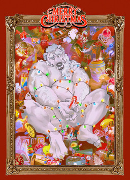 anthro arm_hair bdsm beard belly body_hair bondage bound candy candy_cane christmas_clothing christmas_cracker christmas_decorations christmas_headwear christmas_lights christmas_ornament clothing dessert facial_hair food hat headgear headwear holidays male mostly_nude musical_instrument nude ornament overweight overweight_anthro overweight_male percussion_instrument picture_frame plushie santa_hat solo string_light_bondage string_lights teddy_bear text toy wooden_blocks xylophone mrcapricorn christmas santa_claus bear mammal 2024 english_text hi_res