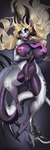 1:3 2023 anthro aomori big_breasts black_body black_eyeshadow black_scales blonde_hair breasts claws clothing cloven_hooves colored_nails dragon ear_chain ear_piercing ear_ring eyeshadow female genitals grey_body grey_scales hair hi_res hooves horn huge_breasts iridescent_scales lilith_velvet_drakenheart long_hair long_tail long_tongue looking_at_viewer lying makeup mythological_creature mythological_scalie mythology nails nipple_chain nipple_dip nipple_piercing nipples non-mammal_breasts non-mammal_nipples nude on_back piercing pink_claws pink_nail_polish pink_nails purple_body purple_eyes purple_nipples purple_scales pussy ring_piercing scales scalie small_waist spikes tail thick_thighs tongue underwear