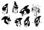 anthro expressions eyes_closed female feral open_mouth partially_submerged sharp_teeth smile solo teeth water transient001 dc_comics orca_(dc) avian bird cetacean dolphin gull lari larid mammal marine oceanic_dolphin orca toothed_whale monochrome