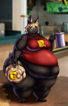 anthro bag belly big_belly big_breasts big_butt black_body black_fur blonde_hair blue_eyes bottomwear breasts buckteeth butt clothing container cup drinking_straw female food fries fur hair huge_thighs licking licking_lips obese obese_anthro obese_female overweight overweight_anthro overweight_female shirt shorts solo teeth text thick_thighs tongue tongue_out topwear weight_gain weight_gain_drive viroveteruscy if_hell_had_a_taste blake_dinewel lagomorph leporid mammal rabbit 2023 absurd_res digital_media_(artwork) english_text hi_res