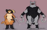 anthro areola arm_wrapping arm_wraps arms_outstretched athletic ball_size_difference balls belly belly_overhang belt big_balls big_penis boots bottomless cape casual_exposure casual_nudity cheek_tuft claws cloak clothed clothing curvy_figure darkened_balls darkened_genitalia darkened_penis digitigrade dual_wielding duo facial_markings facial_tuft feathers flaccid fluffy fluffy_tail footwear foreskin front_view frown fur fuzzy genitals glistening glistening_weapon green_eyes grey_body grey_fur hand_on_hip hat hat_feather head_markings head_tuft headgear headwear holding_object holding_weapon humanoid_genitalia humanoid_penis leg_wraps long_foreskin looking_at_viewer looking_up loose_feather male markings mask_(marking) melee_weapon moobs navel neck_tuft nipples nude orange_body orange_fur overweight overweight_anthro overweight_male partially_clothed penis penis_size_difference poncho purple_background rapier red_eyes serious serious_face shadow shoes sickle simple_background size_difference slightly_chubby slightly_chubby_anthro slightly_chubby_male small_balls small_penis sparkles standing sword tail teapot_(body_type) thick_thighs topless translucent translucent_clothing tuft uneven_balls unretracted_foreskin weapon whiskers wide_hips wrapped_arms wrapped_legs wraps baconbearart dreamworks puss_in_boots_(franchise) death_(puss_in_boots) puss_in_boots_(dreamworks) canid canine canis domestic_cat felid feline felis mammal tabby_cat wolf 2025 absurd_res hi_res model_sheet signature