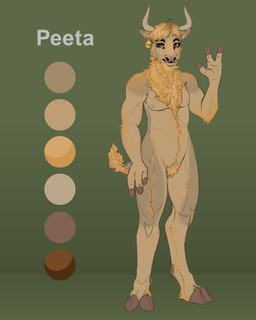 alternate_species anthro blonde_mane brown_eyes brown_hooves cloven_hooves color_swatch crotch_tuft ear_piercing ear_tag eyebrows eyelashes fingers fur furrification green_background grey_horn grey_text hooved_fingers hooves horn male male_anthro mane nipples pecs piercing simple_background snout solo standing tail tan_body tan_fur text tuft unguligrade yellow_body yellow_fur chorny_vasiliok the_hunger_games peeta_mellark bovid bovine cattle highland_cattle mammal 2025 4:5 character_name digital_drawing_(artwork) digital_media_(artwork) flat_colors full-length_portrait hi_res model_sheet portrait