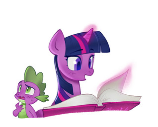 bodily_fluids book duo female feral horn looking_aside magic male male/female reading simple_background sweat sweatdrop white_background wings 314pt friendship_is_magic hasbro my_little_pony mythology spike_(mlp) twilight_sparkle_(mlp) dragon equid equine mammal mythological_creature mythological_equine mythological_scalie scalie winged_unicorn hi_res