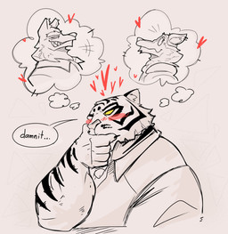 anthro blush blush_lines covering covering_mouth crush ear_piercing ears_up fur grin group heart_symbol male piercing smile speech_bubble striped_body striped_fur stripes teeth thought_bubble trio its_coldpizza epic_games fortnite fletcher_kane oscar_(fortnite) wendell_(fortnite) canid canine canis felid mammal pantherine tiger wolf hi_res sketch