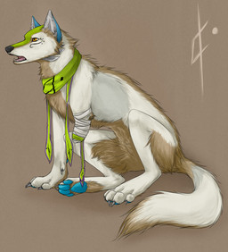 amputee black_lips black_nose blue_pawpads brown_body brown_fur disability feral fur lips open_mouth pawpads paws simple_background sitting solo teeth tongue white_body white_fur yellow_eyes charlottechambers canid canine canis domestic_dog mammal