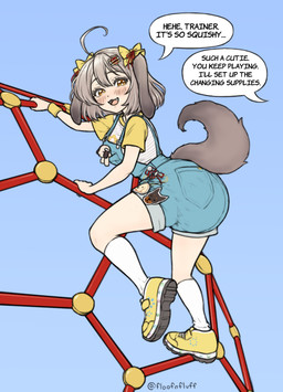 climbing clothed clothing diaper diaper_under_clothing feces female footwear jungle_gym looking_back overalls playful playground shoes simple_background soiled_diaper soiling solo tail text unclean_diaper used_diaper wearing_diaper floofnfluff canid canine humanoid mammal absurd_res english_text hi_res