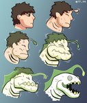 anthro male solo teeth transformation transformation_sequence losipher ben_10 cartoon_network ripjaws alien alien_humanoid fish human humanoid mammal marine piscciss_volann hi_res sequence