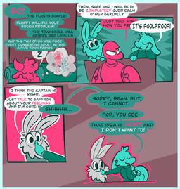 anthro armor blue_border border dialogue doggystyle dream fantasizing female finger_to_mouth from_behind_position male male/female profanity scar sex shush sleeping speech_bubble text vanilla_candy unicorn_blood_(comic) bean_(vanilla_candy) briar_(vanilla_candy) saffron_(unicorn_blood) tulip_(unicorn_blood) arthropod bovid caprine insect lagomorph lepidopteran mammal moth reptile scalie sheep snake comic english_text hi_res restricted_palette