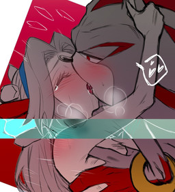 5_fingers accessory anthro anthro_on_top bangs black_body black_fur blonde_hair blue_headband blush blush_lines bodily_fluids breast_squish breasts breath clothing dominant dominant_male dripping duo eyelashes eyes_closed female female_on_anthro female_on_bottom fingers french_kissing fur hair hand_on_ear hand_on_head headband heart_symbol human_on_anthro humanoid_hands interspecies kissing lying male male/female male_anthro male_on_human male_on_top motion_lines multicolored_body multicolored_fur narrowed_eyes nude nude_anthro nude_female nude_human nude_male on_back on_bottom on_top parted_bangs red_background red_body red_eyes red_fur saliva saliva_drip shoulder_blush simple_background squish submissive submissive_female suggestive sweat sweatdrop tan_body tan_skin tears tears_of_pleasure tongue dali6006 sega sonic_the_hedgehog_(series) maria_robotnik shadow_the_hedgehog eulipotyphlan hedgehog human mammal hi_res