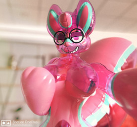 anthro big_breasts breasts eyewear female glasses half-closed_eyes inflatable looking_at_viewer narrowed_eyes pink_eyes text thick_thighs konkka animate_inanimate canid canine fox living_inflatable mammal 3d_(artwork) digital_media_(artwork) english_text nonbinary_(lore)