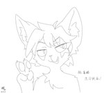 adolescent ambiguous_gender anthro birthday simple_background simple_coloring solo ximao young young_ambiguous young_anthro maplefox domestic_cat felid feline felis mammal absurd_res hi_res monochrome