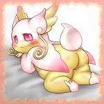 ambiguous_gender anthro blush butt eyelashes looking_at_viewer looking_back simple_background solo white_background young box_xod nintendo pokemon generation_6_pokemon mammal mega_audino mega_evolution pokemon_(species) 1:1 2015