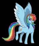 blue_body blue_fur blue_wings cutie_mark feathered_wings feathers female feral fur hair looking_at_viewer multicolored_hair multicolored_tail open_mouth open_smile pink_eyes rainbow_hair rainbow_tail side_view smile solo tail wings milk-jug friendship_is_magic hasbro my_little_pony mythology rainbow_dash_(mlp) equid equine mammal mythological_creature mythological_equine pegasus alpha_channel hi_res