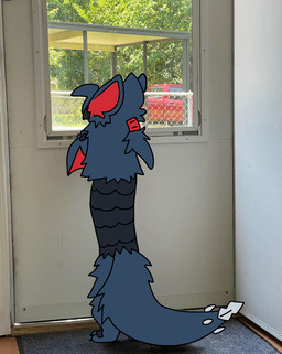 beak blue_body blue_fur door fence feral fur hair looking_out_window looking_outside membrane_(anatomy) membranous_wings plant ponytail real red_body red_fur red_wings shaved shaved_torso solo standing tail tongue tree truck vehicle window wings ruionrollers capcom monster_hunter real_world rui_shirocuga flying_wyvern monster nargacuga digital_drawing_(artwork) digital_media_(artwork) draw_over hi_res mixed_media photography_(artwork)