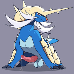 animal_genitalia animal_penis armor balls big_balls big_penis blue_body bodily_fluids cetacean_genitalia cetacean_penis claws dripping erection facial_hair feral finger_claws flared_penis flared_tapering_penis genital_fluids genitals headgear helmet looking_at_viewer male muscular muscular_feral muscular_male penis precum precum_drip presenting presenting_balls presenting_penis quadruped red_eyes scar simple_background solo standing tapering_penis toe_claws foggy_dusk nintendo pokemon generation_5_pokemon mammal mustelid pokemon_(species) samurott 1:1 2025 digital_media_(artwork) hi_res shaded sketch