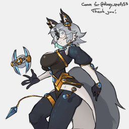 5_fingers anthro big_breasts blue_eyes breasts clothed clothed_anthro clothed_female clothing ear_piercing eyewear female female_anthro fingers fur glasses grey_hair grey_tail hair multicolored_body multicolored_fur piercing round_glasses side_view simple_background solo tail text thick_thighs three-quarter_view wearing_glasses white_background white_body white_fur karu184 canid mammal 1:1 2024 absurd_res digital_drawing_(artwork) digital_media_(artwork) english_text hi_res portrait three-quarter_portrait