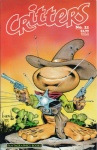 badge belt big_feet buckle bullet cactus clothing eyeless feet grass gun handgun hat headgear headwear holster kerchief male parody plant ranged_weapon revolver rock shirt smile solo star_badge text topwear weapon carl_barks sam_kieth critters_(comic_book) isz 1987 comic cover cover_art cover_page english_text magazine_cover traditional_media_(artwork)