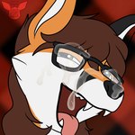 anthro bodily_fluids cum cum_on_face cum_on_glasses eyewear genital_fluids glasses male tongue tongue_out albinoraynedeer galax_operi canid canine fox mammal 1:1 hi_res