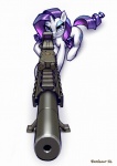 blue_eyes cutie_mark female feral fur gun hair holding_gun holding_object holding_ranged_weapon holding_weapon horn lying on_front purple_hair ranged_weapon simple_background solo weapon weaver_rail white_background white_body white_fur vombavr friendship_is_magic hasbro my_little_pony mythology rarity_(mlp) equid equine mammal mythological_creature mythological_equine unicorn 2012 absurd_res hi_res