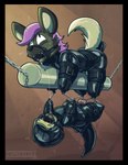 anthro arms_tied balls bdsm bitchsuit bodily_fluids bondage bondage_gear bound chain chained_to_balls chastity_cage chastity_device chicken-wing_tied clothing drooling duo eye_roll forced frogtied fur gag genitals hair latex latex_clothing latex_skinsuit legs_tied male male/male mount open_mouth pain penis piercing restraints ring_gag rubber_clothing saliva sensory_deprivation sensory_deprivation_hood simple_background skinsuit slave stress_position string submissive suspension suspension_bondage tail tight_clothing tongue tongue_out tongue_piercing torture stripedcrocodile nintendo pokemon chip_(summerlong) mettle_winslowe crocodile crocodilian generation_5_pokemon hyena krokorok mammal pokemon_(species) reptile scalie digital_drawing_(artwork) digital_media_(artwork) hi_res story story_in_description