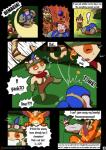 armor big_eyes boomerang clothed clothing dialogue fur holding_melee_weapon holding_object holding_sword holding_weapon male melee_weapon open_mouth ranged_weapon surprise sword teeth text weapon vitrex league_of_legends riot_games tencent garen_(lol) gnar_(lol) teemo_(lol) human mammal yordle comic digital_media_(artwork) english_text hi_res url