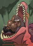 ambiguous_gender big_breasts breasts defeat defeated female female/ambiguous feral imminent_vore in_mouth mawplay mouth_shot open_mouth peril vore anonymous_artist capcom monster_hunter anjanath brute_wyvern human mammal monster absurd_res hi_res