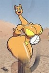 anthro beckoning big_breasts big_butt bikini biped breasts butt cleavage clothed clothing desert eyelashes female gesture heat_(temperature) huge_breasts huge_butt huge_hips illusion long_neck looking_at_viewer navel open_mouth pupils solo sport swimwear thick_thighs two-piece_swimsuit volleyball wide_hips yellow_clothing tansau camel camelid mammal 2025 hi_res