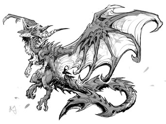 3_horns 4_fingers ambiguous_gender claws countershade_face countershade_hands countershade_neck countershade_scales countershade_torso countershading dark_body dark_scales feral finger_claws fingers head_horn horn light_body light_membrane light_scales looking_aside membrane_(anatomy) membranous_wings mouth_closed multi_horn scales simple_background solo tail toe_claws white_background wing_claws wings chiayeeee mythology dragon mythological_creature mythological_scalie scalie 2018 digital_drawing_(artwork) digital_media_(artwork) full-length_portrait greyscale hi_res monochrome portrait signature