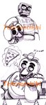 5_fingers anthro arm_support beak bib bib_only black_eyebrows black_eyelids carrying_head clothing dialogue eyebrows female female_anthro fingers food grey_beak half-closed_eyes hat headgear headwear heart_symbol inside leaning_on_elbow leaning_on_table licking licking_lips licking_own_lips machine narrowed_eyes party_hat pizza pizza_slice simple_background sitting solo teeth text text_on_bib text_on_clothing thick_eyebrows thought_bubble tongue tongue_out toothed_beak wall_(structure) white_background white_body tehcreechibi five_nights_at_freddy's scottgames chica_(fnaf) classic_chica_(fnaf) animatronic avian bird chicken galliform gallus_(genus) phasianid robot 2015 artist_name english_description english_text hi_res multiple_images pen_(artwork) shaded traditional_media_(artwork)