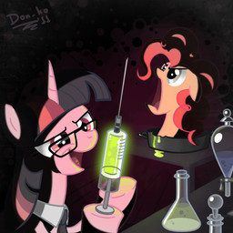blue_eyes cartoon_physics chemistry decapitation duo erlenmeyer_flask eyewear female feral for_science! fur glasses glowing hair horn laboratory_equipment laboratory_glassware multicolored_hair necktie parody pink_hair purple_body purple_eyes purple_fur purple_hair science scientific_instrument serum severed_body_part severed_head simple_background syringe toony two_tone_hair don_ko friendship_is_magic hasbro my_little_pony mythology reanimator pinkie_pie_(mlp) twilight_sparkle_(mlp) earth_pony equid equine horse mammal mythological_creature mythological_equine pony unicorn 1:1 crossover digital_media_(artwork) meme