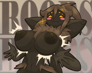 5_fingers anthro areola big_breasts blush breasts closed_smile female fingers fur hair hands_behind_head looking_at_viewer mouth_closed multi_arm multi_eye multi_limb nipples nude presenting presenting_breasts smile solo text latiar biscotti_(latiar) arachnid arthropod spider 2025 5:4 english_text hi_res