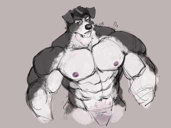 abs anthro areola barazoku biceps big_muscles big_pecs black_body black_eyebrows black_fur black_hair black_nose brown_eyes countershade_arms countershade_face countershade_fur countershade_torso countershading deltoids eyebrows floppy_ears folded_ears front_view fur grey_background hair huge_muscles looking_at_viewer male male_anthro monotone_background multicolored_body multicolored_fur muscular muscular_anthro muscular_arms muscular_male navel nipples nude nude_anthro nude_male open_mouth pecs pink_areola pink_nipples short_hair simple_background solo teeth trapezius triceps two_tone_body two_tone_fur white_body white_countershading white_fur oldshep border_collie canid canine canis collie domestic_dog herding_dog mammal pastoral_dog sheepdog colored_sketch digital_drawing_(artwork) digital_media_(artwork) flat_colors half-length_portrait hi_res portrait signature sketch