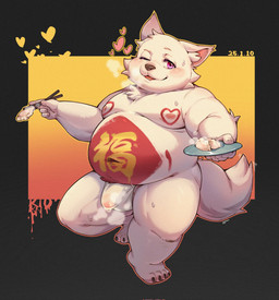 anthro barefoot bodily_fluids bodypaint clothing exhibitionism feet flustered genitals half-erect looking_at_viewer male one_eye_closed overweight overweight_male penis shy solo sweat sweaty_genitalia sweaty_penis translucent translucent_clothing translucent_underwear underwear wink winking_at_viewer kio_kiorst hi_res