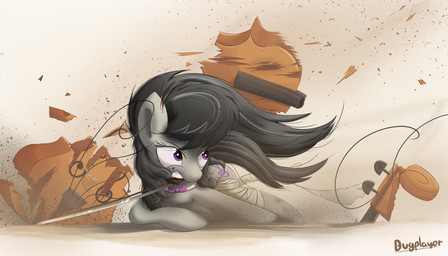angry black_hair blood bodily_fluids bow_(feature) bow_(stringed_instrument) bow_tie bowed_string_instrument cello female feral fight fur gradient_background grey_body grey_fur hair musical_instrument purple_eyes simple_background solo string_instrument wounded nauskills friendship_is_magic hasbro my_little_pony octavia_(mlp) earth_pony equid equine horse mammal pony 2015 7:4 absurd_res hi_res