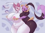 anthro big_breasts breast_fondling breast_play breasts claws duo female female/female fondling genitals hand_on_breast navel nude pussy moonlitmoff nintendo pokemon eeveelution generation_2_pokemon generation_6_pokemon pokemon_(species) sneasel sylveon hi_res