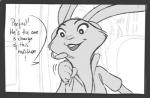 comic disney female greyscale judy_hopps kisu-no-hi lagomorph leporid mammal monochrome rabbit solo zootopia