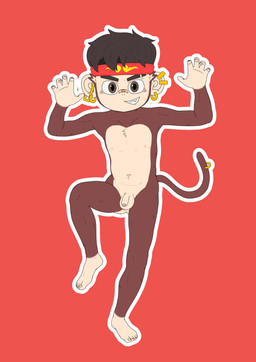5_fingers 5_toes accessory anthro balls bandage belly biped bulge butt cjk_character clenched_teeth ear_piercing feet fingers flaccid foreskin furgonomics genitals glans hair headband headband_only humanoid_feet humanoid_genitalia humanoid_penis looking_at_viewer male male_anthro mostly_nude nails navel nipples nude_anthro nude_male penis piercing pink_glans pink_nipples plantigrade simple_background smile solo tail tail_accessory tan_balls tan_penis teeth toes unretracted_foreskin young young_anthro young_male herobrine98 o_kong_(herobrine98) haplorhine mammal monkey primate absurd_res hi_res