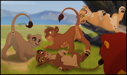 animal_genitalia animal_vulva anus aroused aroused_female bedroom_eyes blue_eyes bodily_fluids brown_body brown_eyes brown_fur feline_genitalia feline_vulva female feral flirting flower flower_accessory flower_on_head fur genital_fluids genitals grass group lying male mane narrowed_eyes paws plant presenting presenting_vulva purple_eyes red_eyes red_mane rock seductive tail teeth vulva young young_feral kaion disney the_lion_guard the_lion_king kiara_(the_lion_king) nirmala_(the_lion_guard) rani_(the_lion_guard) simba_(the_lion_king) vitani_(the_lion_king) felid lion mammal pantherine hi_res daughter_(lore) father_(lore) father_and_child_(lore) father_and_daughter_(lore) parent_(lore) parent_and_child_(lore) parent_and_daughter_(lore)