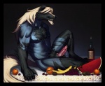 alcohol anthro banana beverage bodily_fluids bottle cherry container cum detailed_food erection food fruit fur furniture genital_fluids genitals grape hair kiwifruit male melon orange_(fruit) penis plant precum solo table tail watermelon watermelon_slice wine dasaod arc_system_works blazblue valkenhayn_r._hellsing canid canine canis mammal wolf detailed