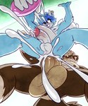 abdominal_bulge anthro balls big_balls big_dom_small_sub big_penis blue_body blue_fur blue_hair bodily_fluids brown_body brown_fur cum cum_from_mouth cum_in_ass cum_in_mouth cum_inflation cum_inside cum_through cum_while_penetrated dominant duo ear_piercing ear_ring eyes_closed fur genital_fluids genital_piercing genitals grin hair hair_over_eye huge_penis inflation inner_ear_fluff looking_pleasured low-angle_view male male/male muscular muscular_male nude one_eye_obstructed penetration penis penis_piercing piercing prince_albert_piercing ring_piercing size_difference smaller_penetrated smile soap_bar teeth tuft worm's-eye_view hexdisciple don't_drop_the_soap damian_(hexdisciple) treyton_(hexdisciple) canid canine fox mammal procyonid raccoon hi_res