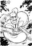 1998 anthro black_and_white breasts cleavage clothed clothing female hair joe_rosales low_res mammal monochrome outside plant rodent sciurid solo tree tree_squirrel wood