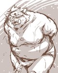 anthro belly big_belly bodily_fluids clothing cum genital_fluids kemono male moobs navel nipples overweight overweight_male simple_background solo sweat underwear takagi_kyou lifewonders tokyo_afterschool_summoners ganglie_(tas) mammal suid suina sus_(pig) wild_boar 2024 4:5