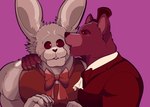 anthro barazoku blush bow_tie claws clothing duo finger_claws hug kissing long_ears love male male/male romantic romantic_couple surprise pinumontbalou five_nights_at_freddy's five_nights_at_freddy's_4 scottgames nightmare_bonnie_(fnaf) nightmare_freddy_(fnaf) bear lagomorph leporid mammal rabbit 2022 digital_media_(artwork) hi_res