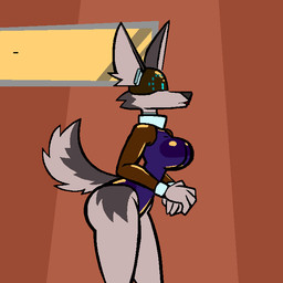 anthro big_breasts big_butt blue_clothing blue_leotard bouncing_breasts breasts brown_body brown_fur butt clothed clothed_anthro clothed_female clothing cybernetics detachable detachable_head electricity female fur leotard looking_at_viewer machine malfunction solo tail tail_motion tailwag text aygee c-nine_(aygee) canid canine canis cyborg domestic_dog husky mammal nordic_sled_dog robot spitz 1:1 2026 animated english_text
